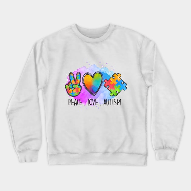 autism puzzle love peace Crewneck Sweatshirt by Mstudio